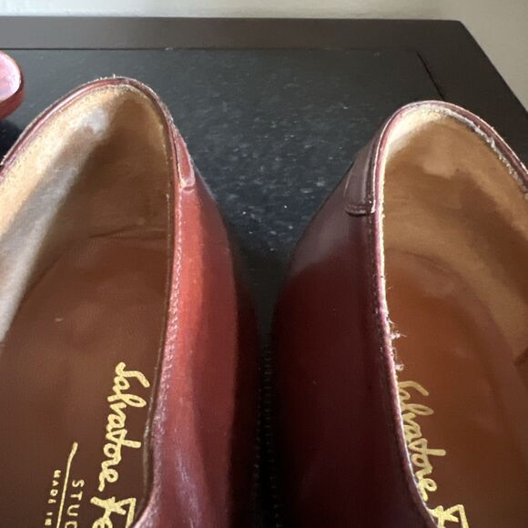 SALVATORE FERRAGAMO Brown Leather Cap Toe Oxford Shoes Men's Size 11.5 B Italy - Picture 12 of 16